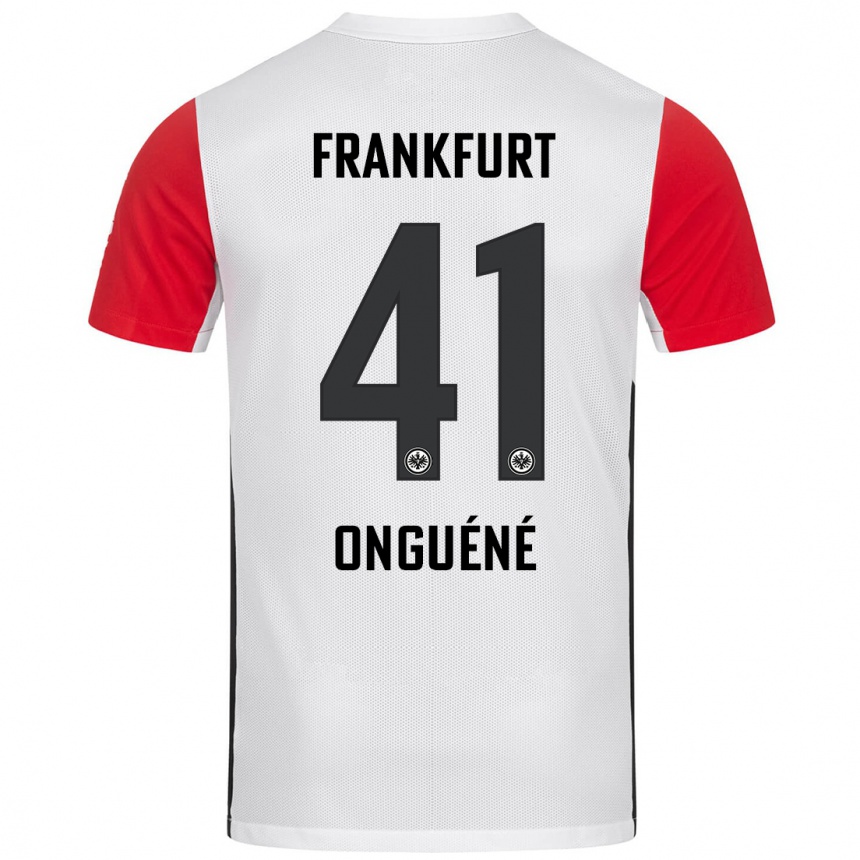 Kinder Fußball Jérôme Onguéné #41 Weiß Rot Heimtrikot Trikot 2024/25 T-Shirt Luxemburg