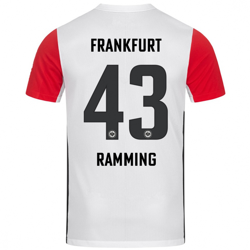 Kinder Fußball Nils Ramming #43 Weiß Rot Heimtrikot Trikot 2024/25 T-Shirt Luxemburg