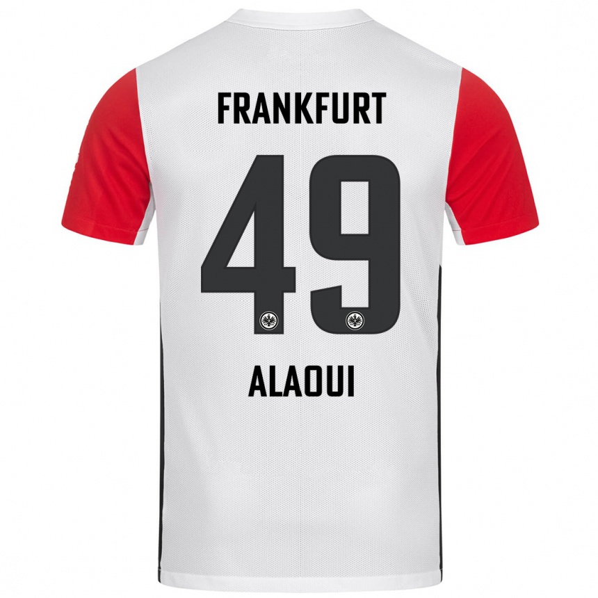 Kinder Fußball Anas Alaoui #49 Weiß Rot Heimtrikot Trikot 2024/25 T-Shirt Luxemburg