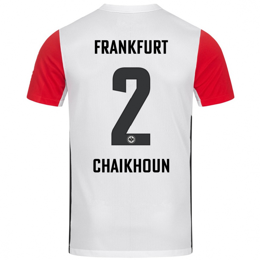 Kinder Fußball Ayoub Chaikhoun #2 Weiß Rot Heimtrikot Trikot 2024/25 T-Shirt Luxemburg