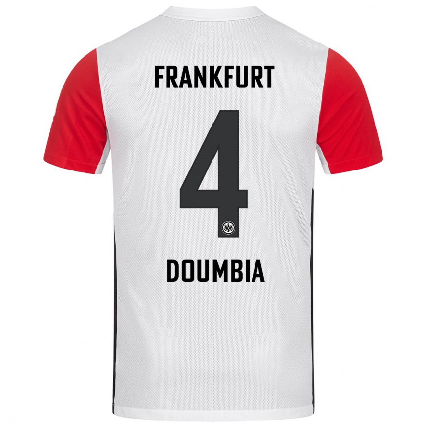 Kinder Fußball Fousseny Doumbia #4 Weiß Rot Heimtrikot Trikot 2024/25 T-Shirt Luxemburg