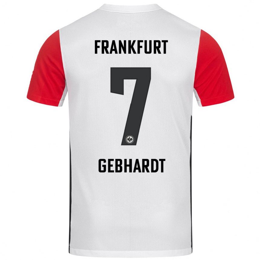 Kinder Fußball Luca Gebhardt #7 Weiß Rot Heimtrikot Trikot 2024/25 T-Shirt Luxemburg