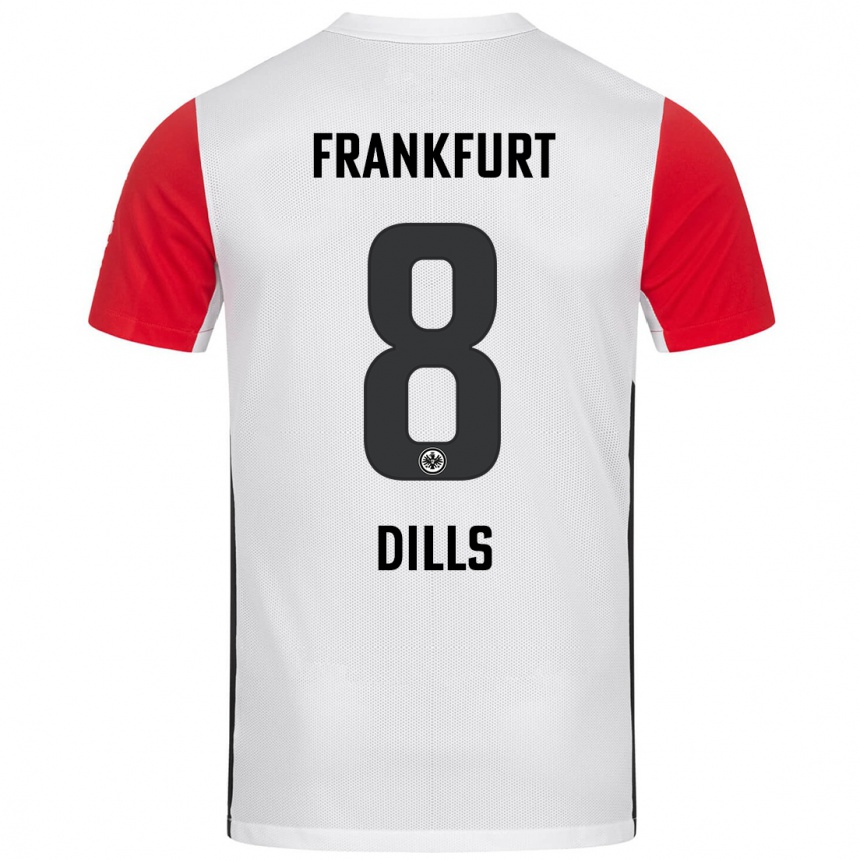 Kinder Fußball Marvin Dills #8 Weiß Rot Heimtrikot Trikot 2024/25 T-Shirt Luxemburg