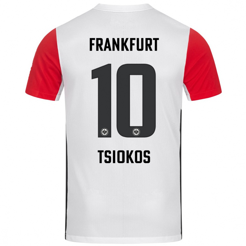 Kinder Fußball Leonidas Ilias Tsiokos #10 Weiß Rot Heimtrikot Trikot 2024/25 T-Shirt Luxemburg