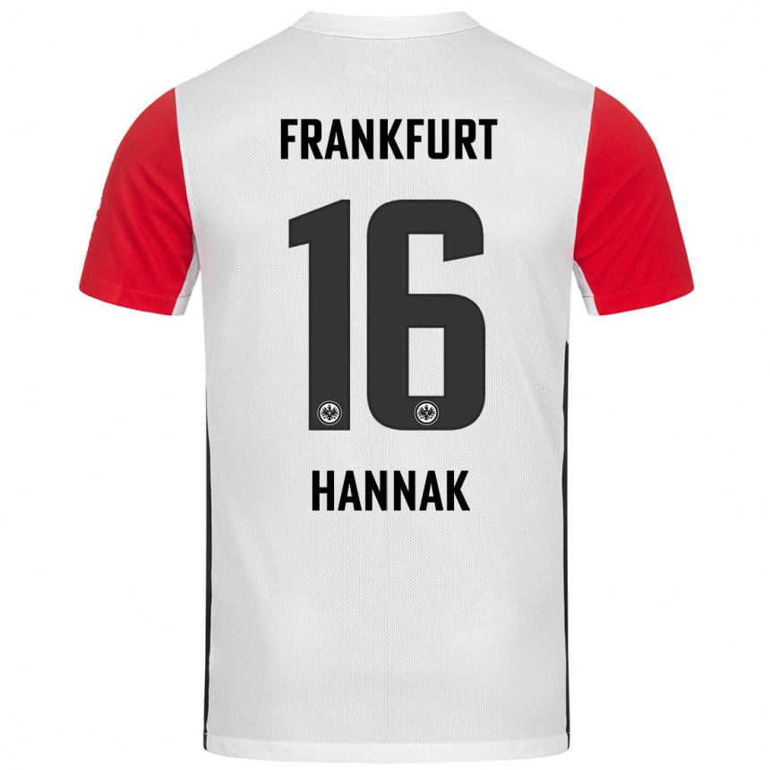 Kinder Fußball Tim Hannak #16 Weiß Rot Heimtrikot Trikot 2024/25 T-Shirt Luxemburg