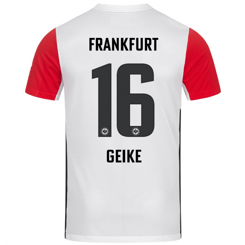 Kinder Fußball Jonah Geike #16 Weiß Rot Heimtrikot Trikot 2024/25 T-Shirt Luxemburg