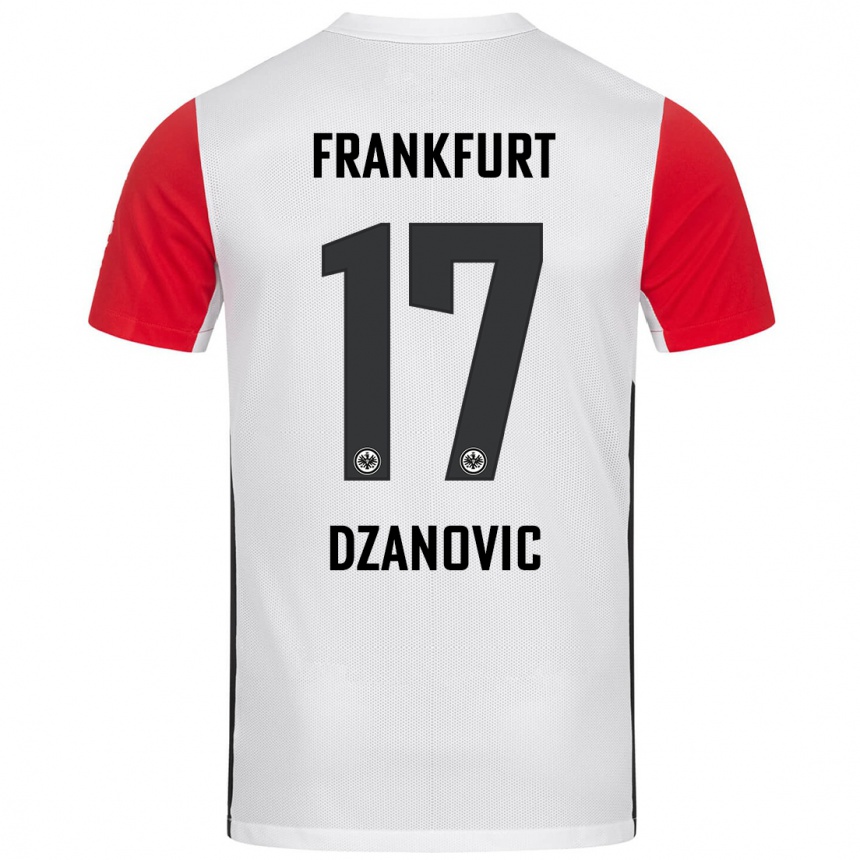 Kinder Fußball Benjamin Dzanovic #17 Weiß Rot Heimtrikot Trikot 2024/25 T-Shirt Luxemburg