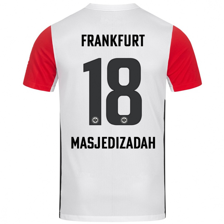 Kinder Fußball Abolfazl Masjedizadah #18 Weiß Rot Heimtrikot Trikot 2024/25 T-Shirt Luxemburg