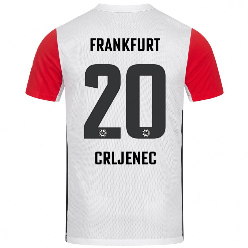 Kinder Fußball Dominik Crljenec #20 Weiß Rot Heimtrikot Trikot 2024/25 T-Shirt Luxemburg