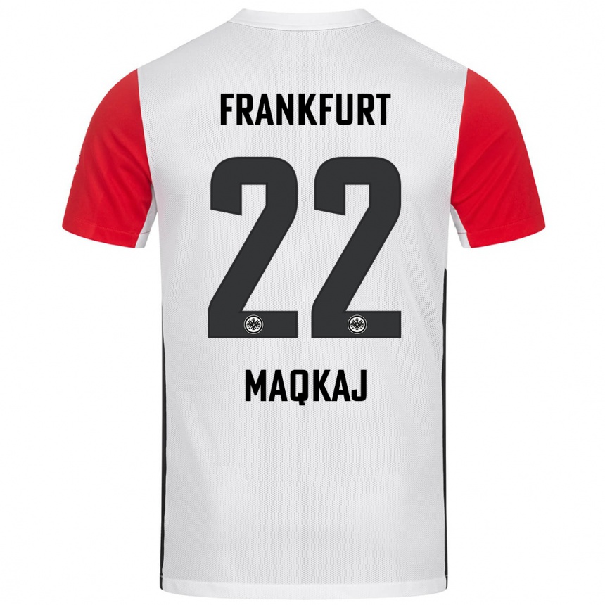 Kinder Fußball Dritan Maqkaj #22 Weiß Rot Heimtrikot Trikot 2024/25 T-Shirt Luxemburg