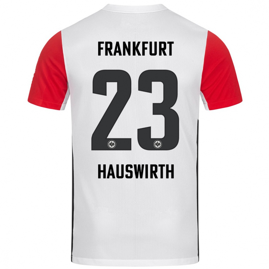 Kinder Fußball Max Hauswirth #23 Weiß Rot Heimtrikot Trikot 2024/25 T-Shirt Luxemburg