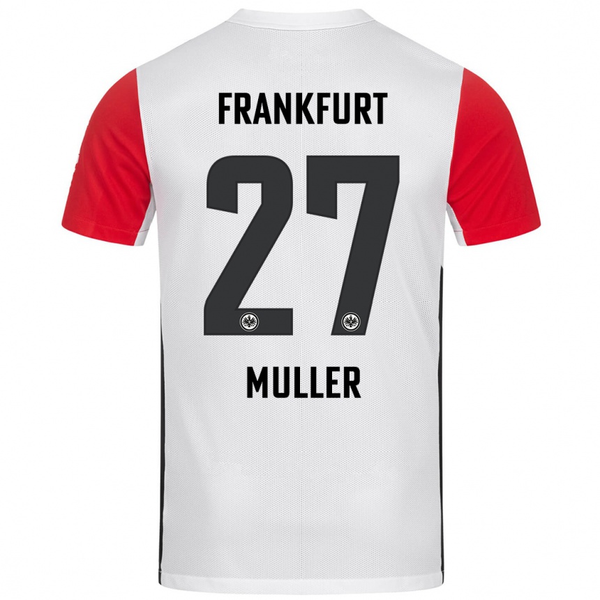 Kinder Fußball Mark Müller #27 Weiß Rot Heimtrikot Trikot 2024/25 T-Shirt Luxemburg