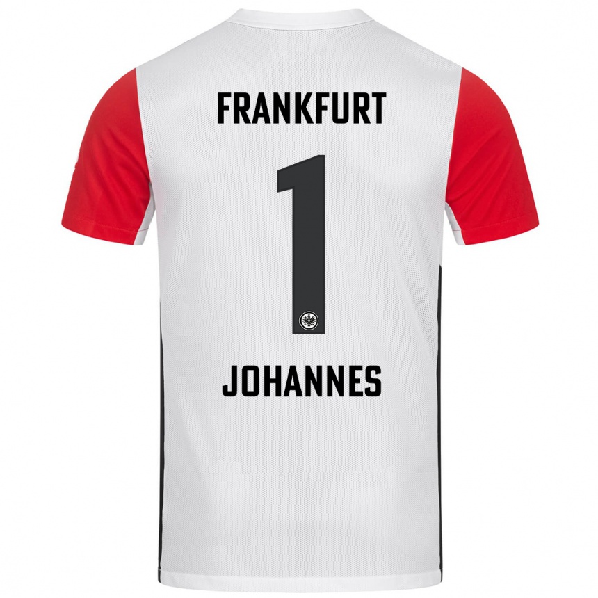 Kinder Fußball Stina Johannes #1 Weiß Rot Heimtrikot Trikot 2024/25 T-Shirt Luxemburg