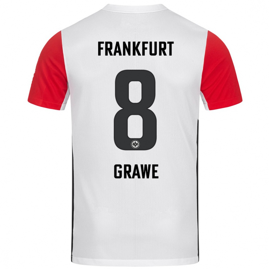 Kinder Fußball Lisanne Gräwe #8 Weiß Rot Heimtrikot Trikot 2024/25 T-Shirt Luxemburg