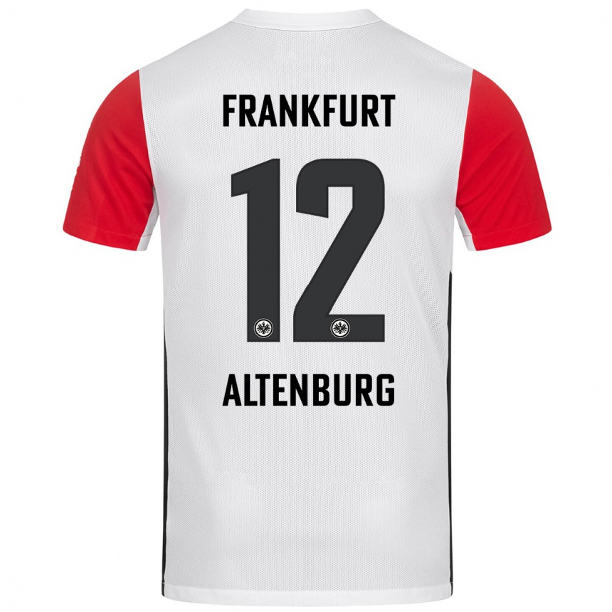 Kinder Fußball Lina Altenburg #12 Weiß Rot Heimtrikot Trikot 2024/25 T-Shirt Luxemburg