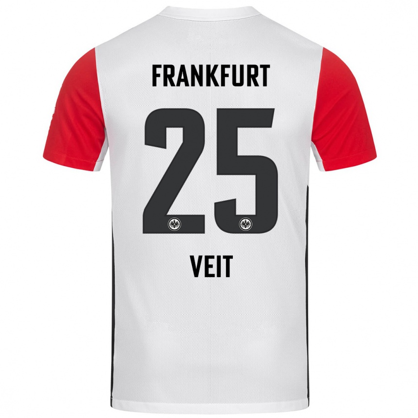 Kinder Fußball Jella Veit #25 Weiß Rot Heimtrikot Trikot 2024/25 T-Shirt Luxemburg