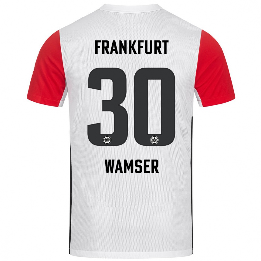 Kinder Fußball Carlotta Wamser #30 Weiß Rot Heimtrikot Trikot 2024/25 T-Shirt Luxemburg