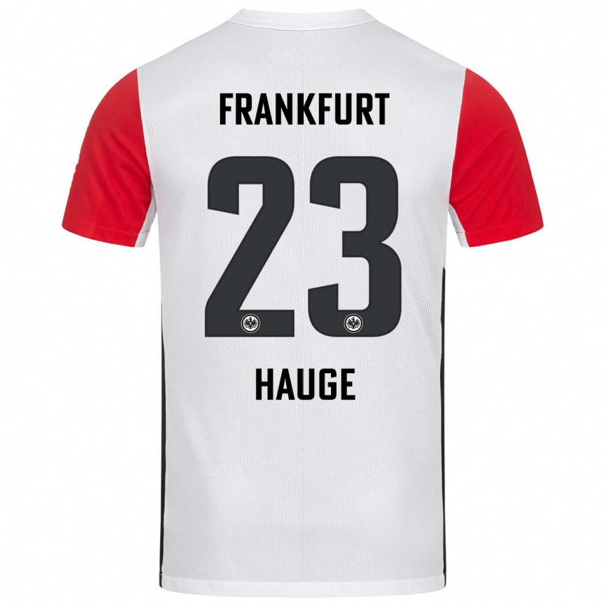 Kinder Fußball Jens Petter Hauge #23 Weiß Rot Heimtrikot Trikot 2024/25 T-Shirt Luxemburg