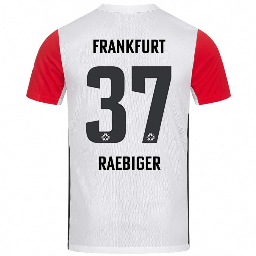 Kinder Fußball Sidney Raebiger #37 Weiß Rot Heimtrikot Trikot 2024/25 T-Shirt Luxemburg