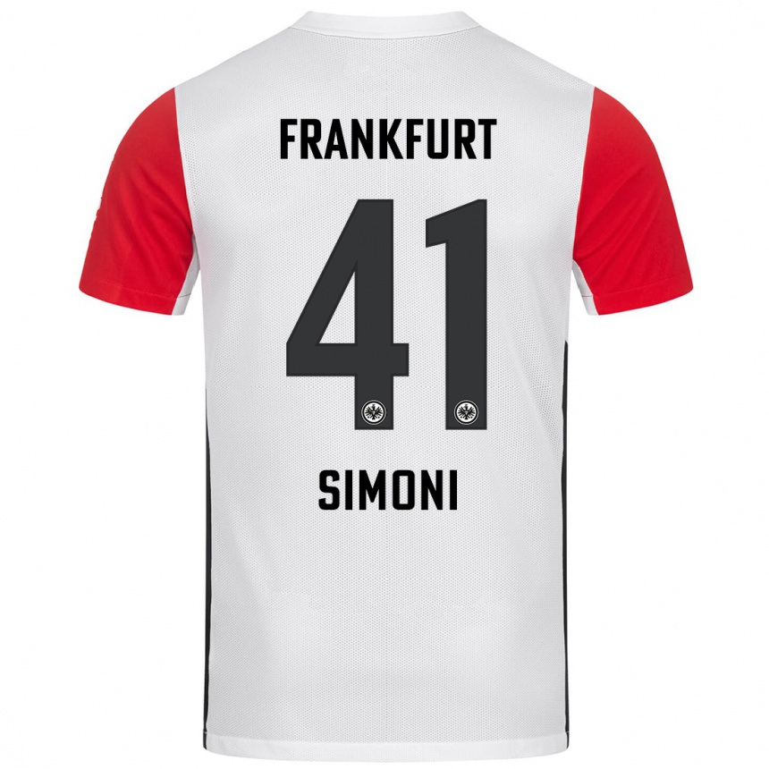 Kinder Fußball Simon Simoni #41 Weiß Rot Heimtrikot Trikot 2024/25 T-Shirt Luxemburg