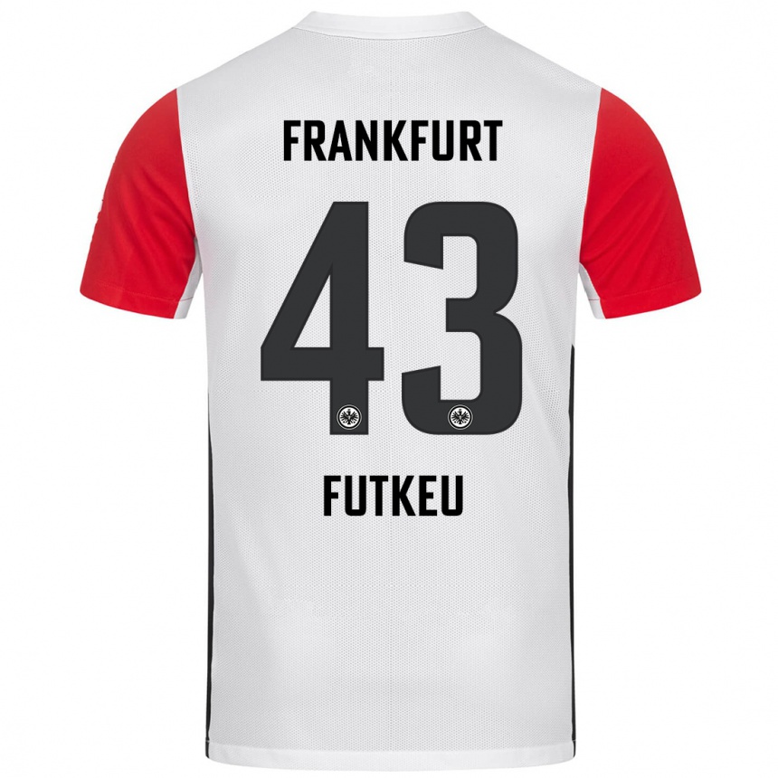 Kinder Fußball Noel Futkeu #43 Weiß Rot Heimtrikot Trikot 2024/25 T-Shirt Luxemburg