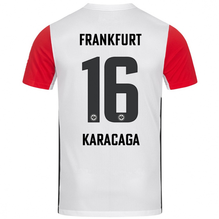 Kinder Fußball Tom Karacaga #16 Weiß Rot Heimtrikot Trikot 2024/25 T-Shirt Luxemburg