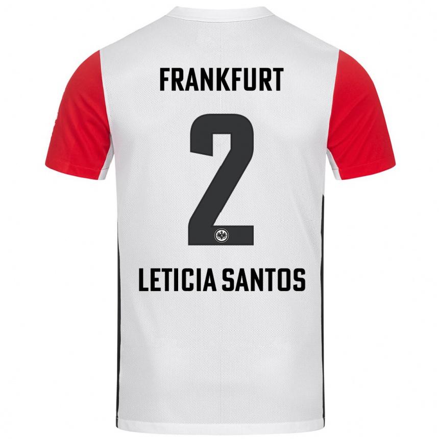 Kinder Fußball Letícia Santos De Oliveira #2 Weiß Rot Heimtrikot Trikot 2024/25 T-Shirt Luxemburg