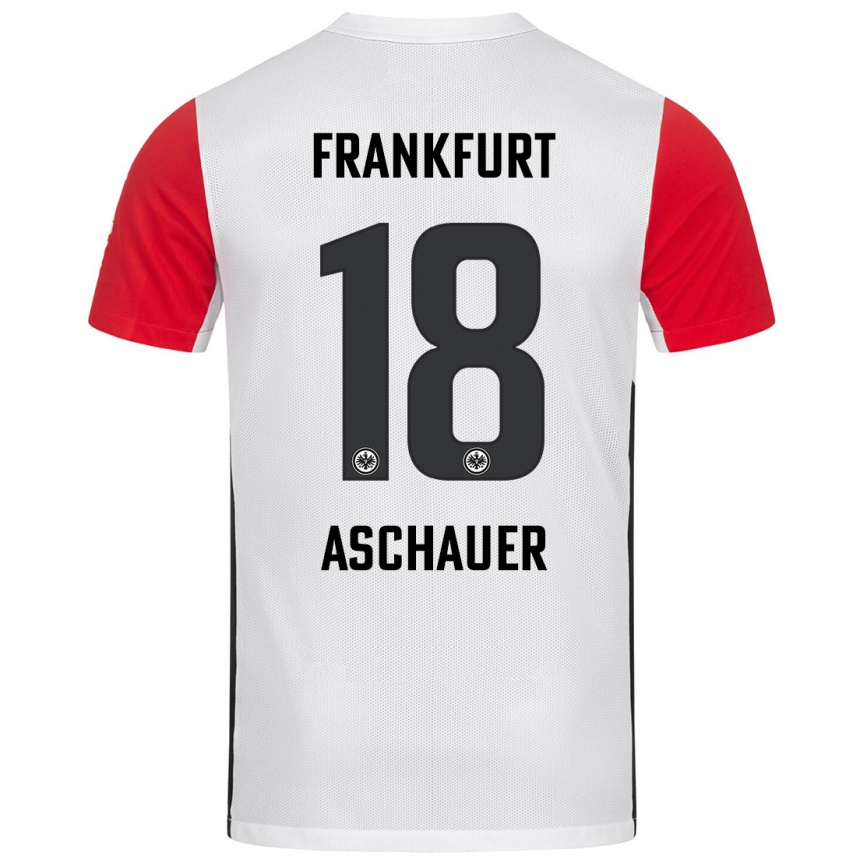 Kinder Fußball Verena Aschauer Hanshaw #18 Weiß Rot Heimtrikot Trikot 2024/25 T-Shirt Luxemburg