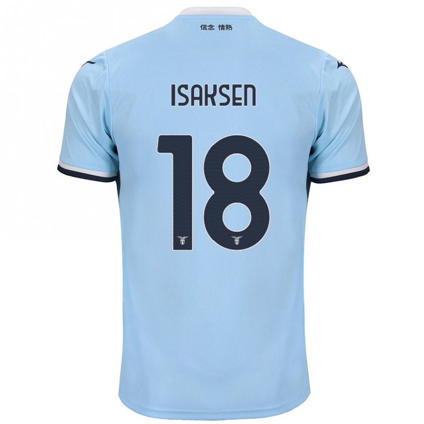 Kinder Fußball Gustav Isaksen #18 Blau Heimtrikot Trikot 2024/25 T-Shirt Luxemburg