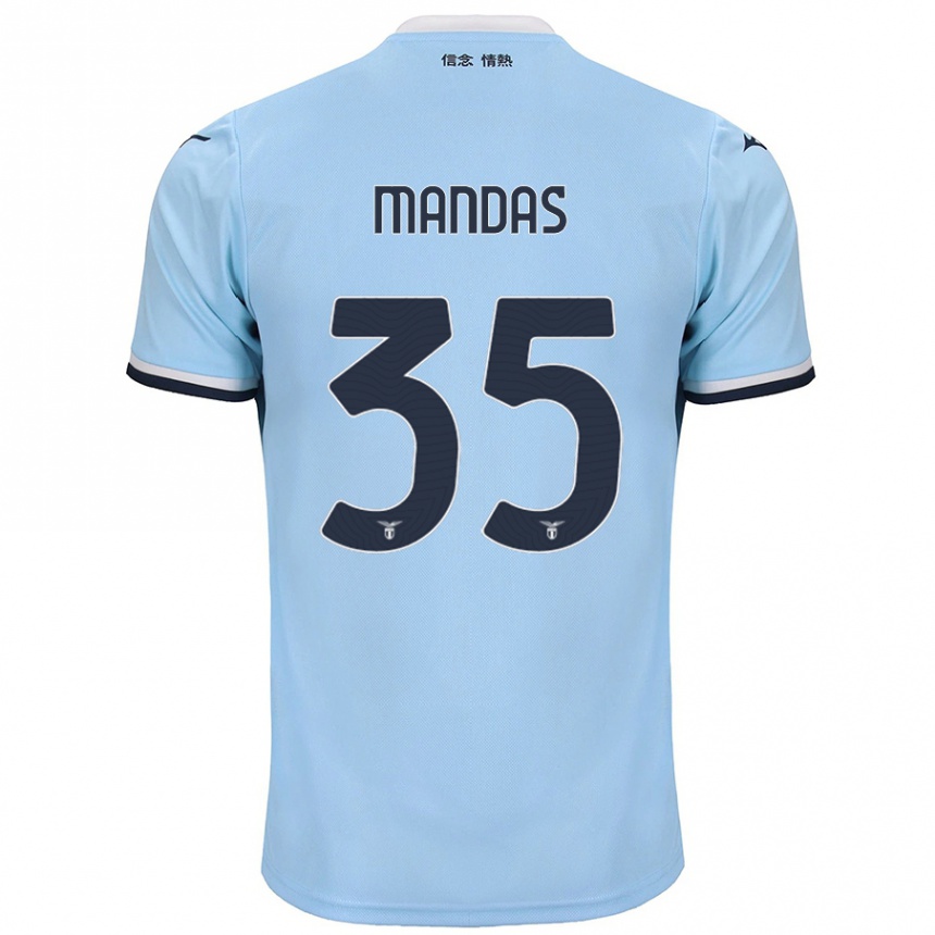 Kinder Fußball Christos Mandas #35 Blau Heimtrikot Trikot 2024/25 T-Shirt Luxemburg