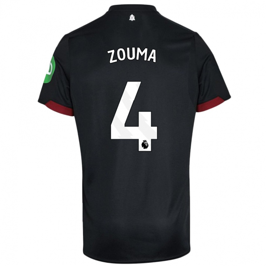 Kinder Fußball Kurt Zouma #4 Schwarz Weiß Auswärtstrikot Trikot 2024/25 T-Shirt Luxemburg