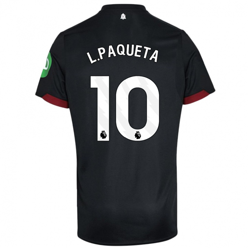 Kinder Fußball Lucas Paqueta #10 Schwarz Weiß Auswärtstrikot Trikot 2024/25 T-Shirt Luxemburg