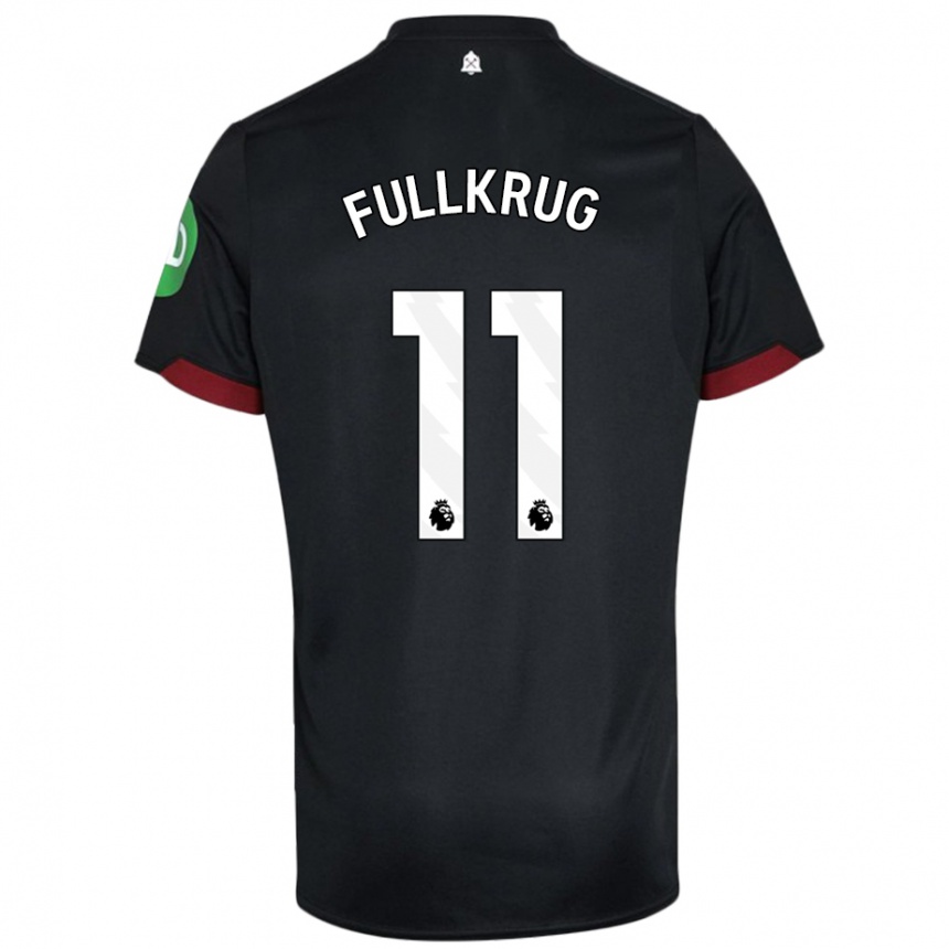 Kinder Fußball Niclas Füllkrug #11 Schwarz Weiß Auswärtstrikot Trikot 2024/25 T-Shirt Luxemburg