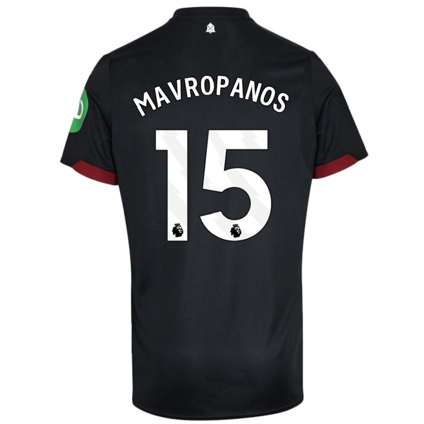 Kinder Fußball Konstantinos Mavropanos #15 Schwarz Weiß Auswärtstrikot Trikot 2024/25 T-Shirt Luxemburg