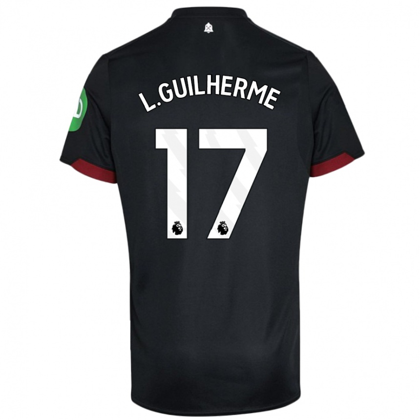 Kinder Fußball Luis Guilherme #17 Schwarz Weiß Auswärtstrikot Trikot 2024/25 T-Shirt Luxemburg