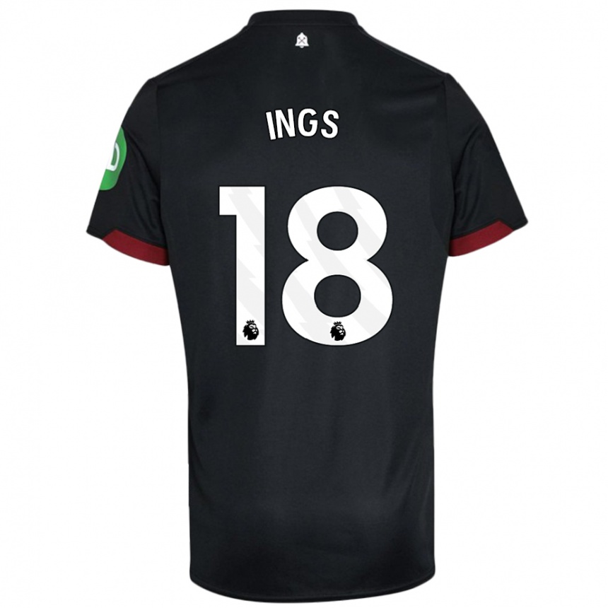 Kinder Fußball Danny Ings #18 Schwarz Weiß Auswärtstrikot Trikot 2024/25 T-Shirt Luxemburg