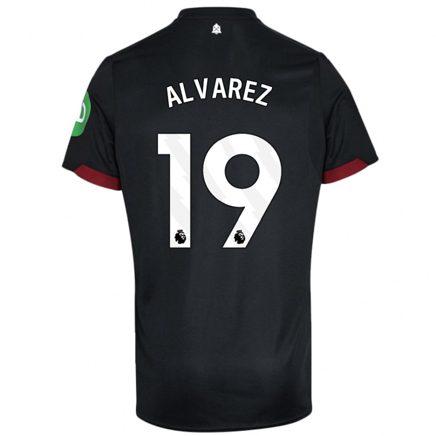 Kinder Fußball Edson Alvarez #19 Schwarz Weiß Auswärtstrikot Trikot 2024/25 T-Shirt Luxemburg