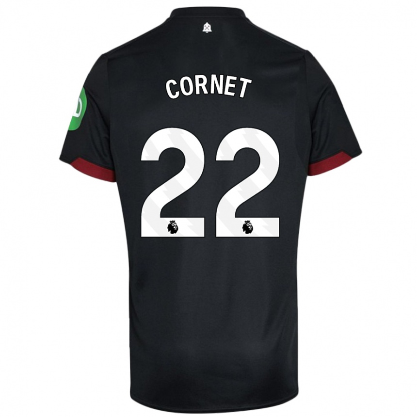 Kinder Fußball Maxwel Cornet #22 Schwarz Weiß Auswärtstrikot Trikot 2024/25 T-Shirt Luxemburg