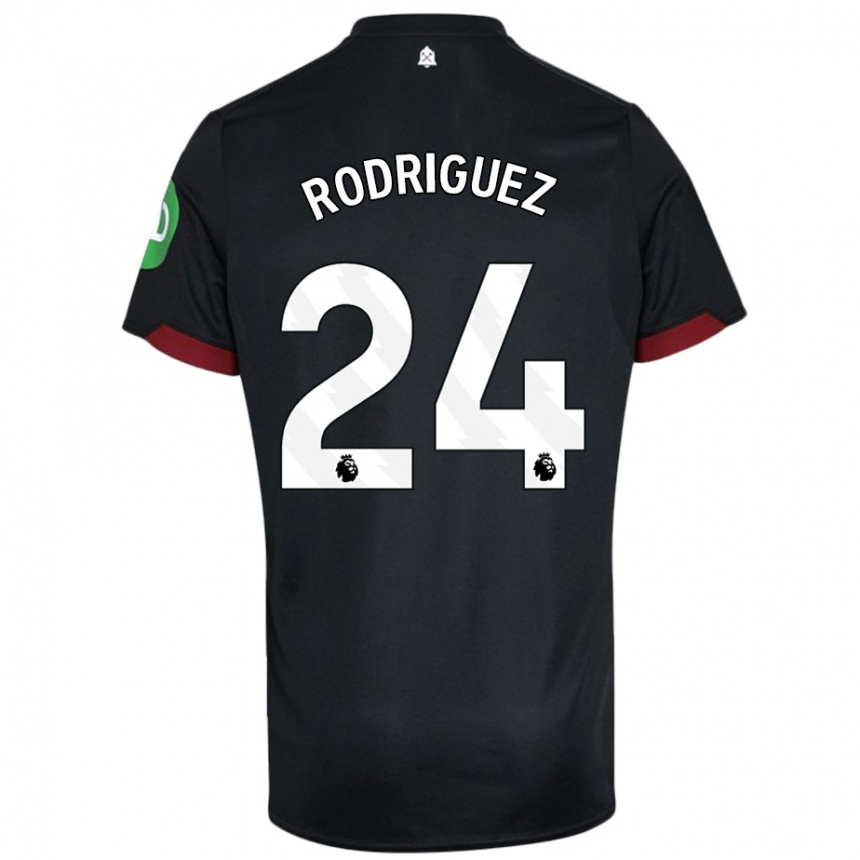 Kinder Fußball Guido Rodríguez #24 Schwarz Weiß Auswärtstrikot Trikot 2024/25 T-Shirt Luxemburg