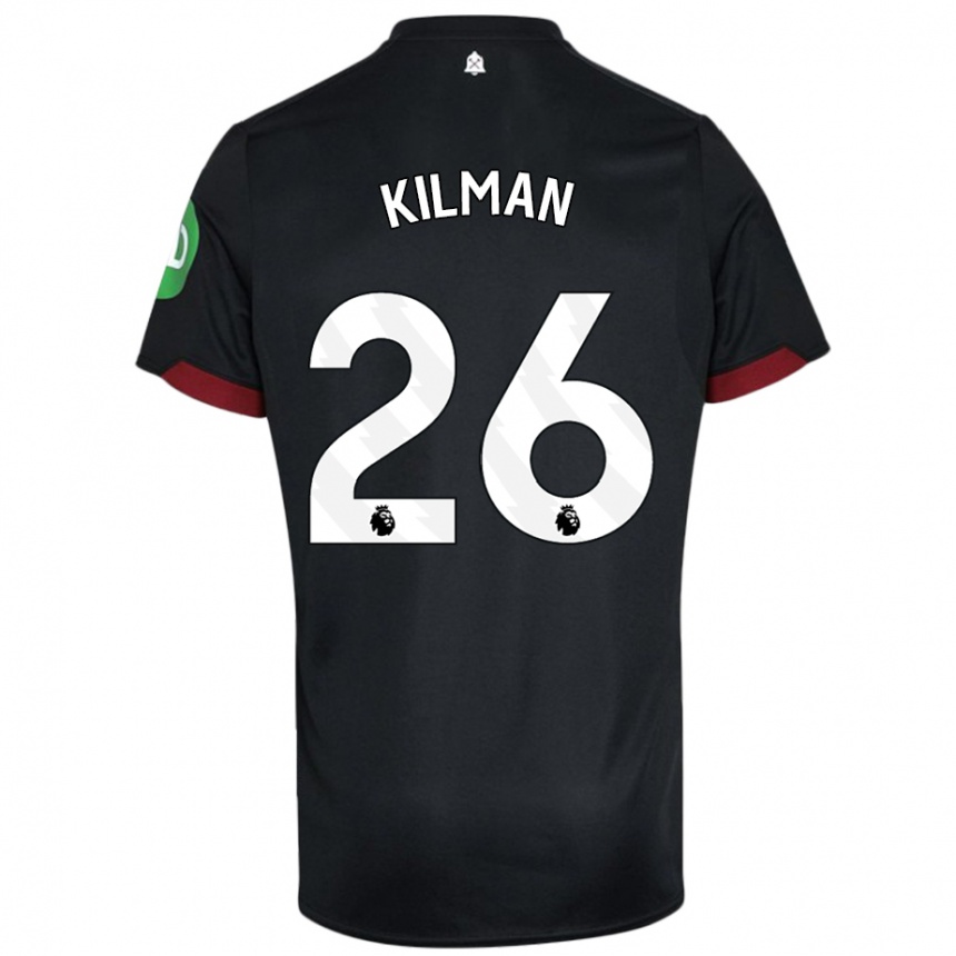 Kinder Fußball Max Kilman #26 Schwarz Weiß Auswärtstrikot Trikot 2024/25 T-Shirt Luxemburg