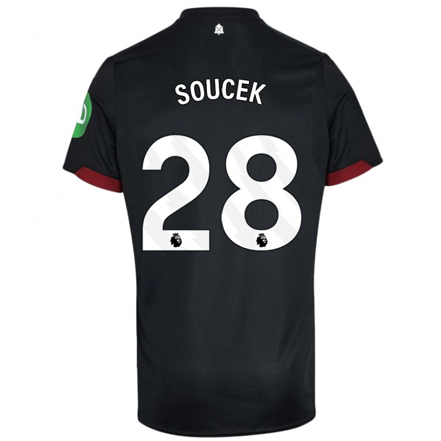 Kinder Fußball Tomas Soucek #28 Schwarz Weiß Auswärtstrikot Trikot 2024/25 T-Shirt Luxemburg