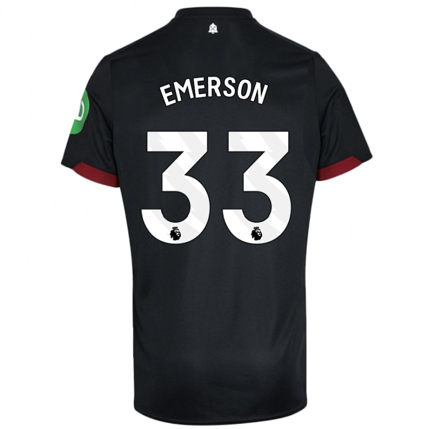 Kinder Fußball Emerson Palmieri #33 Schwarz Weiß Auswärtstrikot Trikot 2024/25 T-Shirt Luxemburg