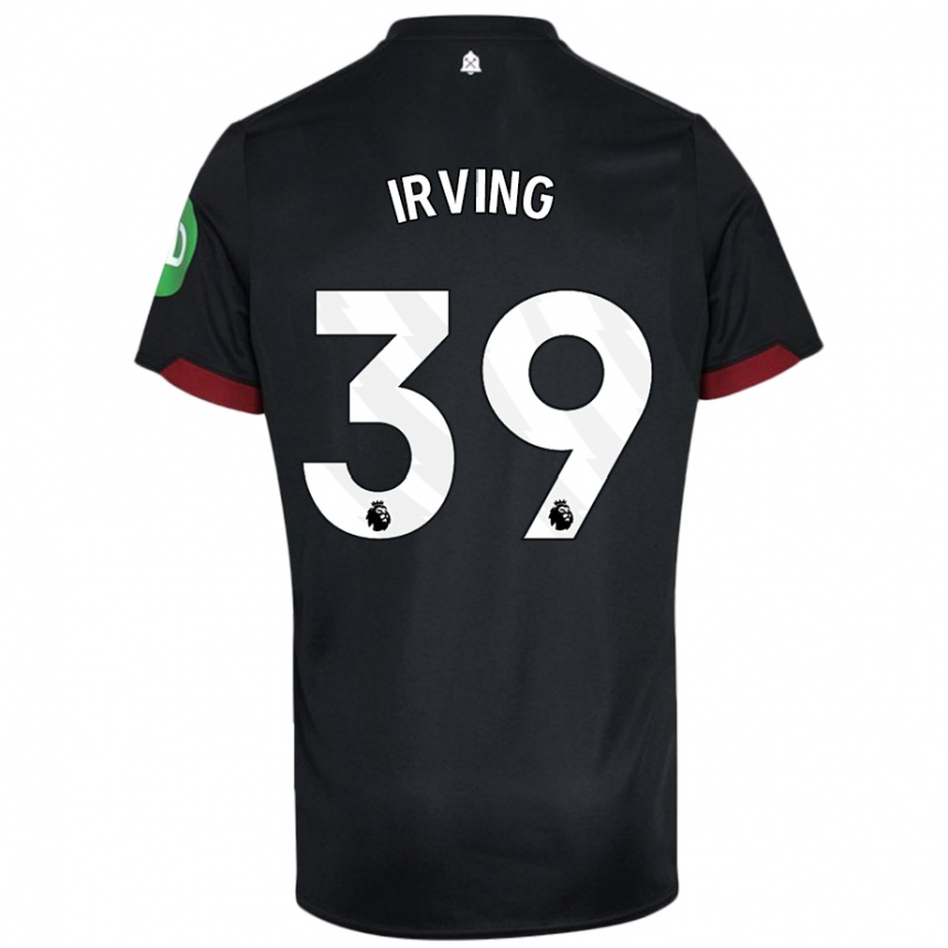 Kinder Fußball Andy Irving #39 Schwarz Weiß Auswärtstrikot Trikot 2024/25 T-Shirt Luxemburg