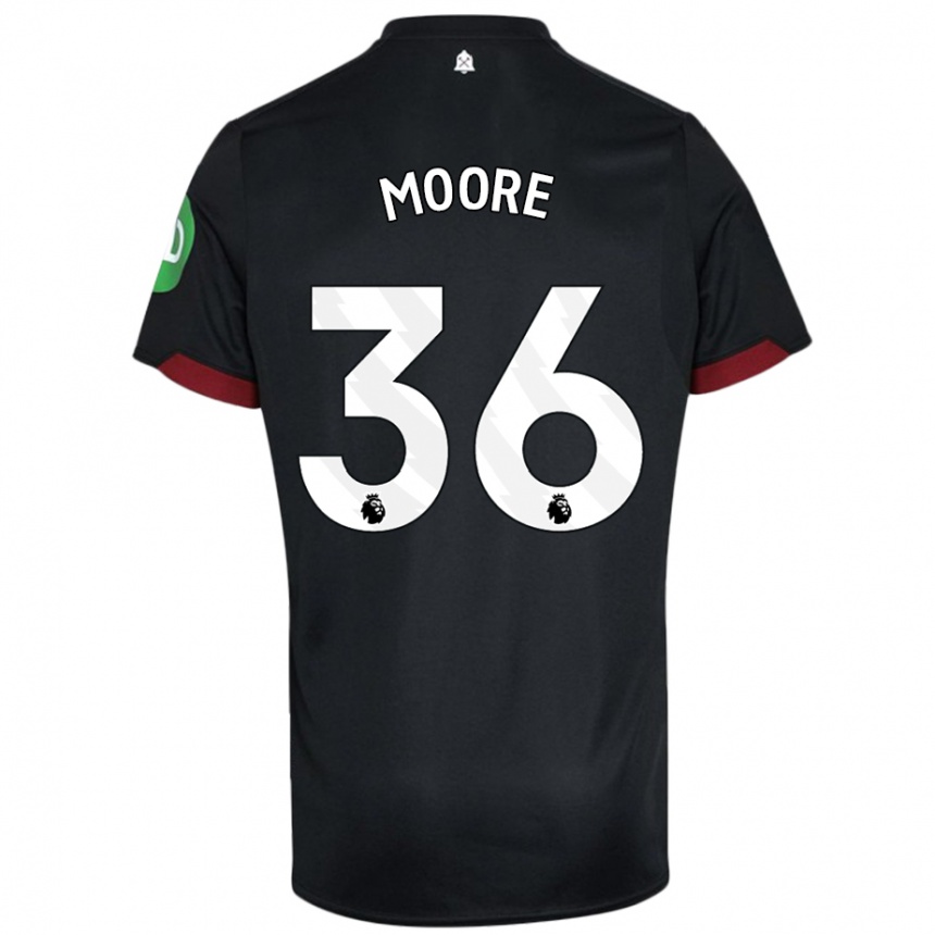 Kinder Fußball Sean Moore #36 Schwarz Weiß Auswärtstrikot Trikot 2024/25 T-Shirt Luxemburg