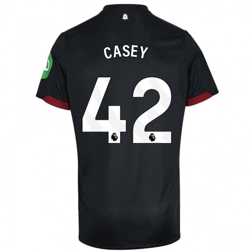 Kinder Fußball Kaelan Casey #42 Schwarz Weiß Auswärtstrikot Trikot 2024/25 T-Shirt Luxemburg