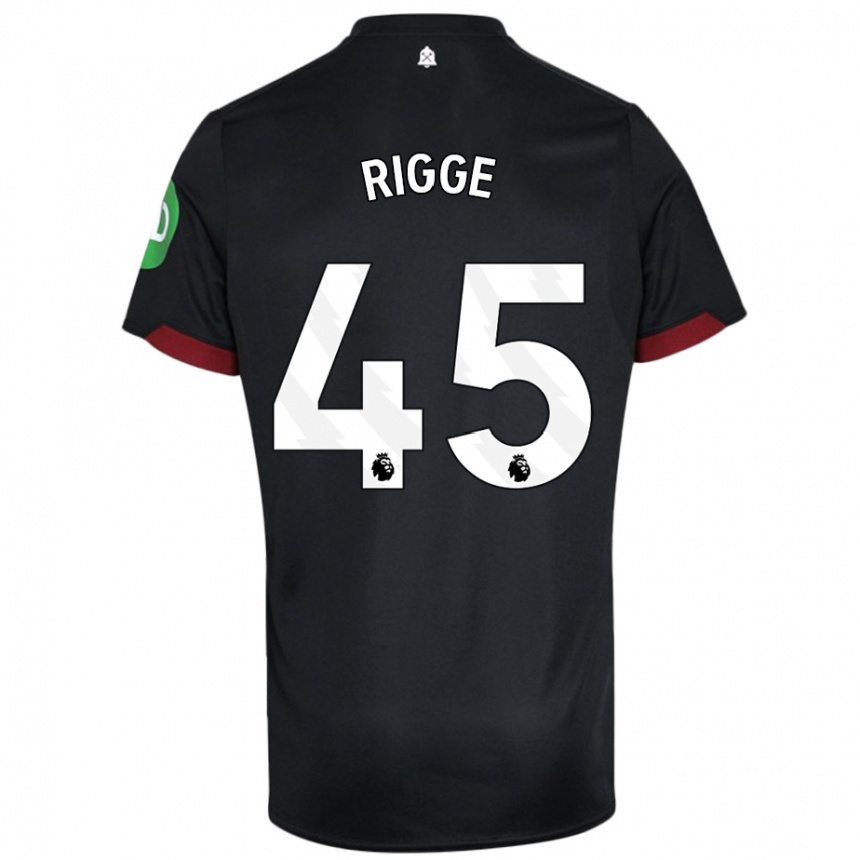 Kinder Fußball Daniel Rigge #45 Schwarz Weiß Auswärtstrikot Trikot 2024/25 T-Shirt Luxemburg