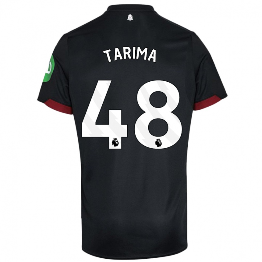 Kinder Fußball Sean Tarima #48 Schwarz Weiß Auswärtstrikot Trikot 2024/25 T-Shirt Luxemburg