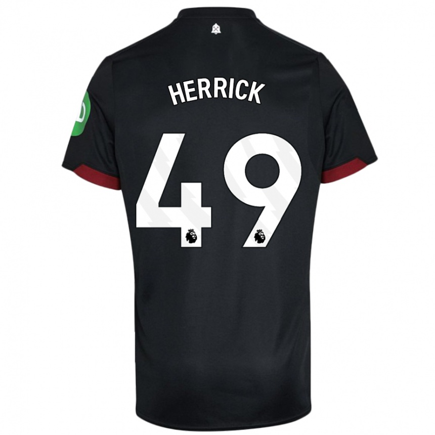 Kinder Fußball Finlay Herrick #49 Schwarz Weiß Auswärtstrikot Trikot 2024/25 T-Shirt Luxemburg