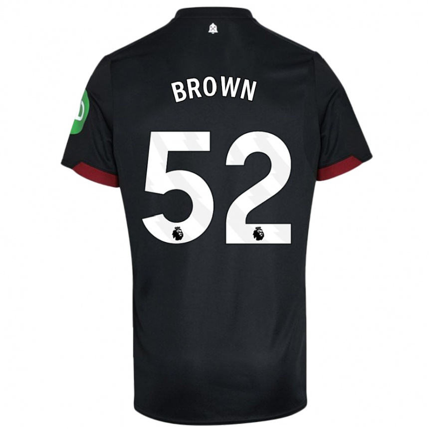 Kinder Fußball Luis Brown #52 Schwarz Weiß Auswärtstrikot Trikot 2024/25 T-Shirt Luxemburg