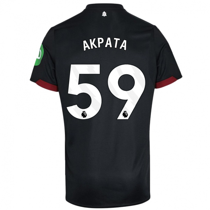 Kinder Fußball Tyron Akpata #59 Schwarz Weiß Auswärtstrikot Trikot 2024/25 T-Shirt Luxemburg